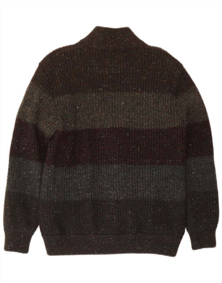 Maglione cardigan da uomo Peter Brown in lana a righe kaki medie