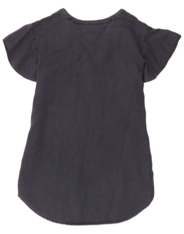 Tommy Hilfiger Dame Bluse Top UK 14 Large Navy Blue Lyocell