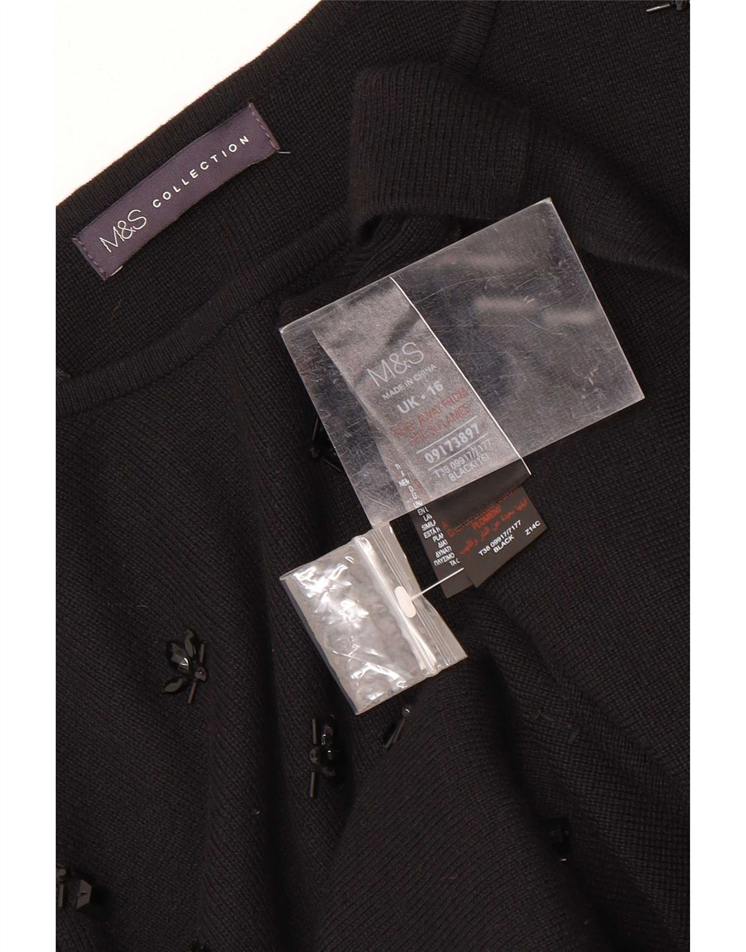 Marks & Spencer Womens Top 3/4 Sleeve UK 16 Large Black Viscose