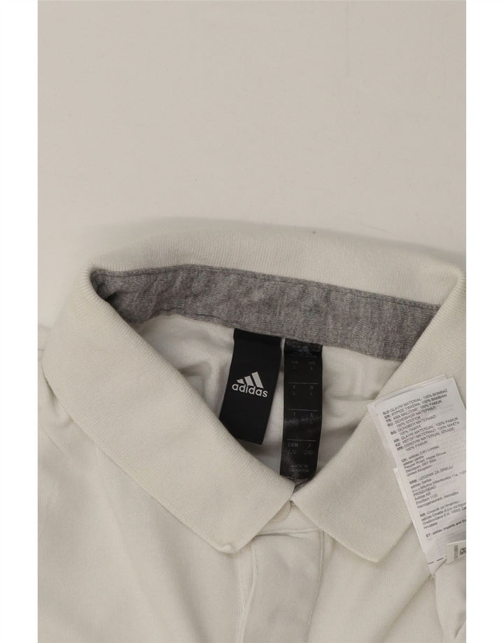 Adidas Mens Polo Shirt Large White Cotton