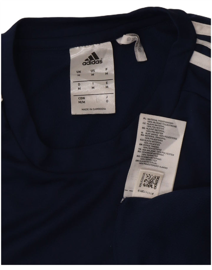 Adidas Mens Climalite T-Shirt Top Medium Navy Blue Colourblock Polyester