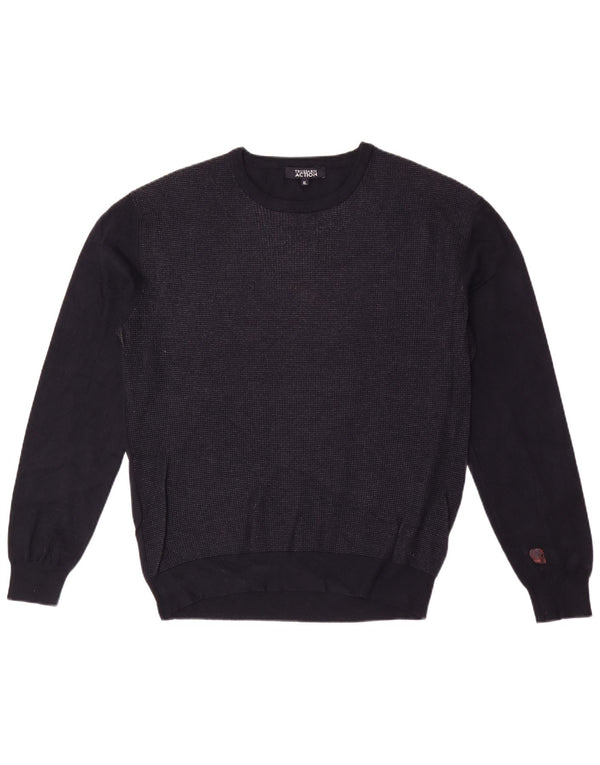 Suéter feminino Trussardi com gola canoa e viscose azul marinho Reino Unido 18 XL