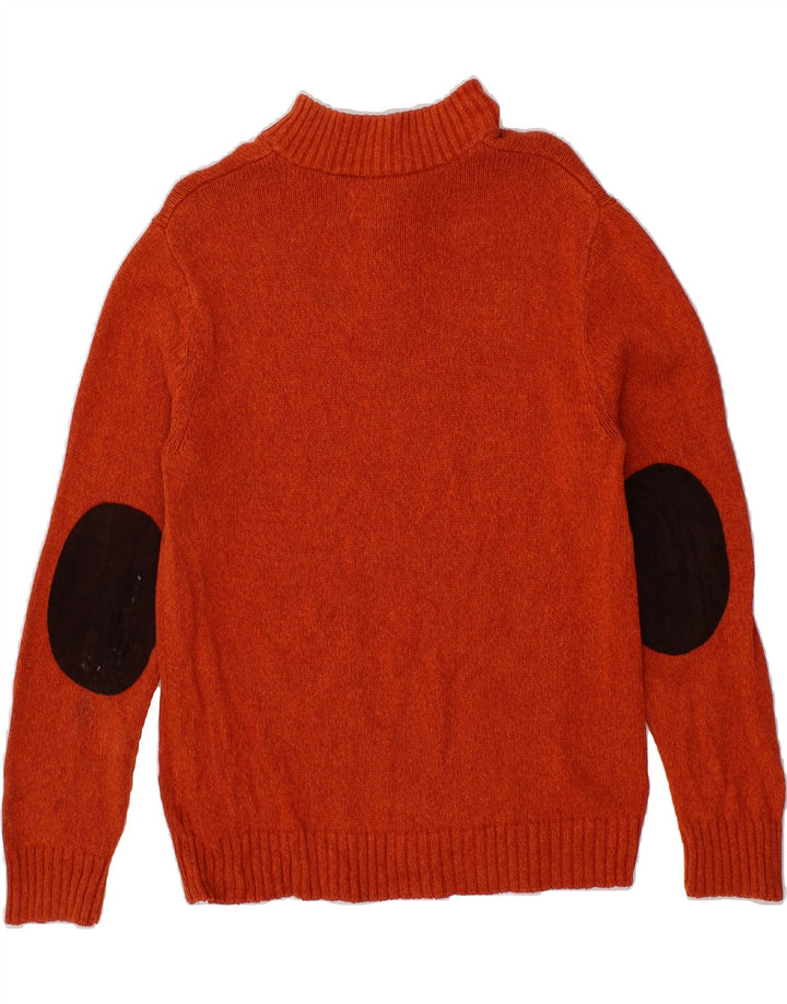 CHAPS Mens Button Neck Jumper Sweater Small Orange Cotton Vintage Chaps and Second-Hand Chaps from Messina Hembry 