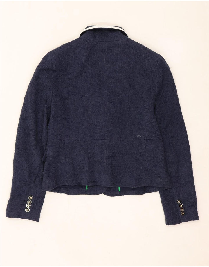 J. Crew Womens Crop 1 Button Blazer Jacket US 6 Medium Navy Blue Cotton