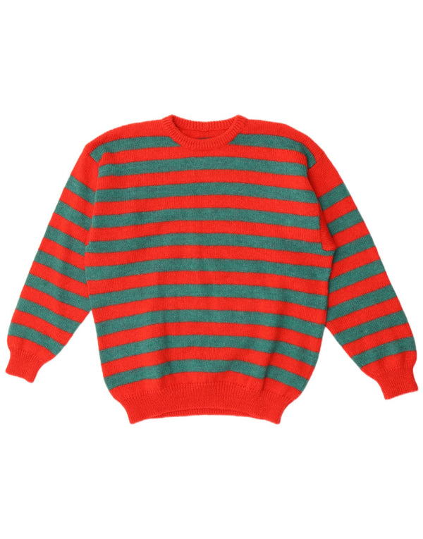 Vintage Womens Crew Neck Jumper Sweater UK 18 XL Red Striped