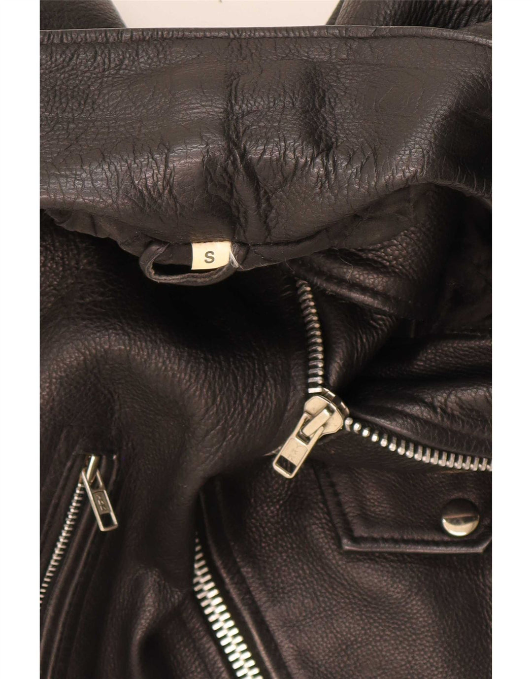 Giacca da motociclista in pelle vintage da uomo UK 36 piccola nera
