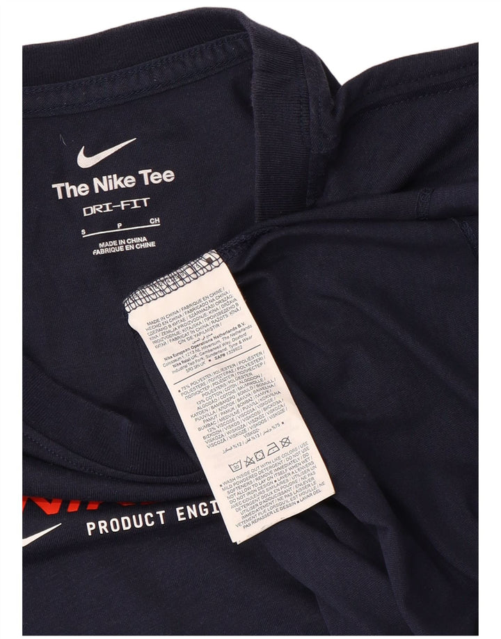 Nike Mens Dri Fit Graphic T-Shirt Top Small Navy Blue Polyester