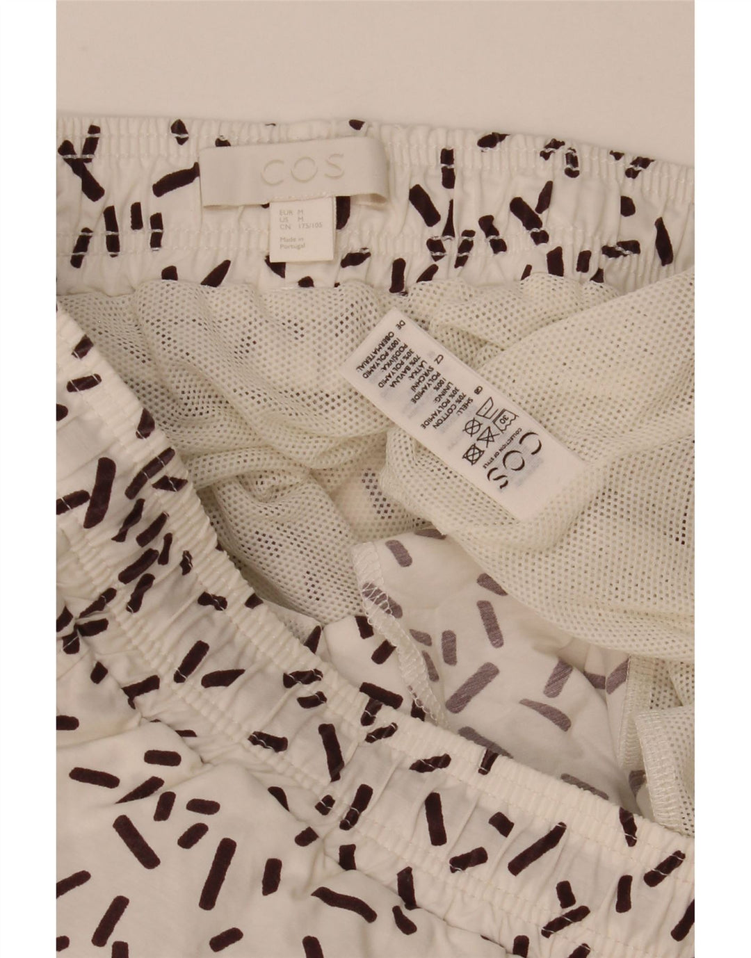 Cos Mens Swimming Shorts Medium  White Geometric Cotton