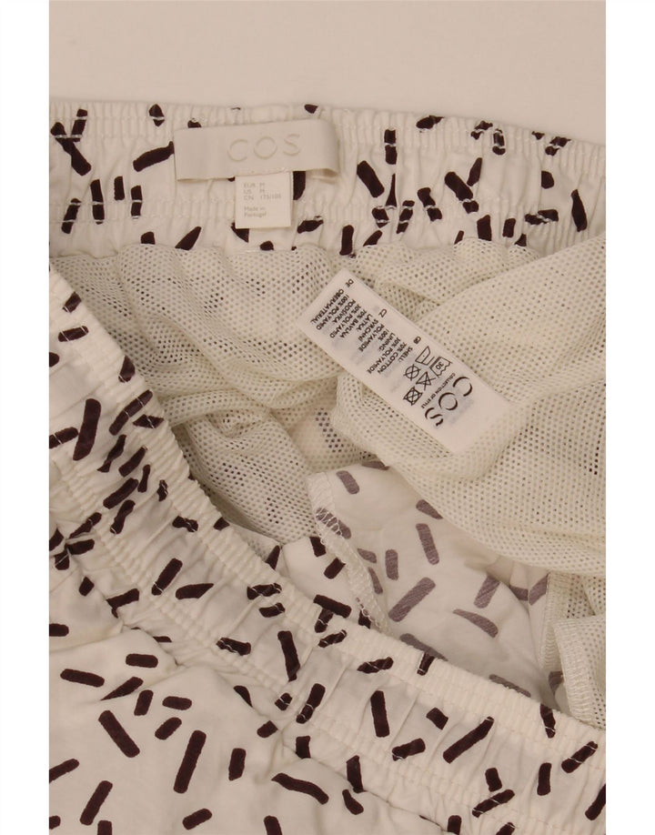 Cos Mens Swimming Shorts Medium  White Geometric Cotton