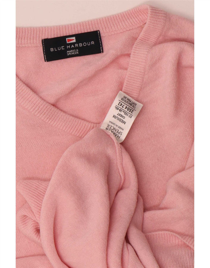 Maglione da uomo Marks & Spencer con scollo a V blu Harbour, acrilico rosa medio