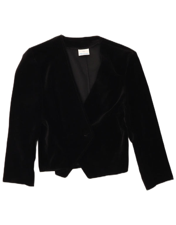 Vintage piger 1 knap fløjl Bolero jakke 10-11 år sort bomuld