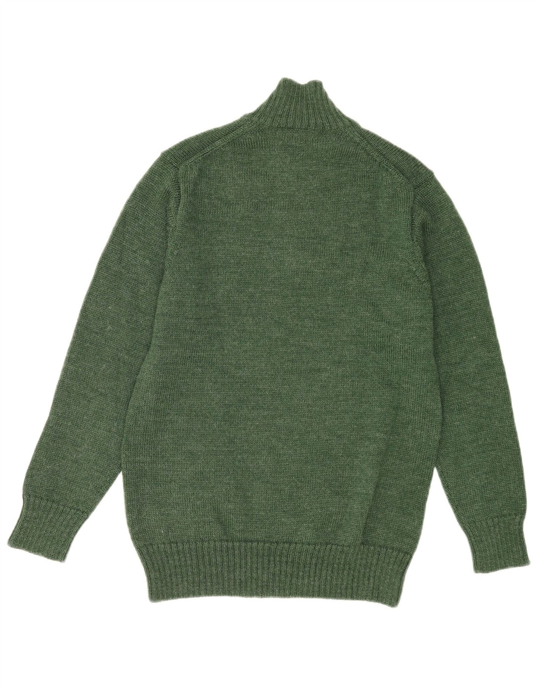 WoolOvers Mens Zip Neck Jumper Sweater Medium Green Wool