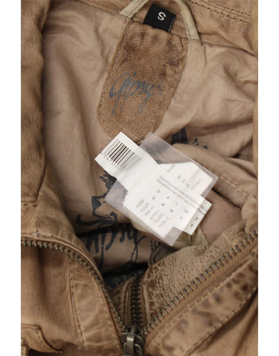 Gipsy Chaqueta de cuero para hombre UK 36 Small Beige