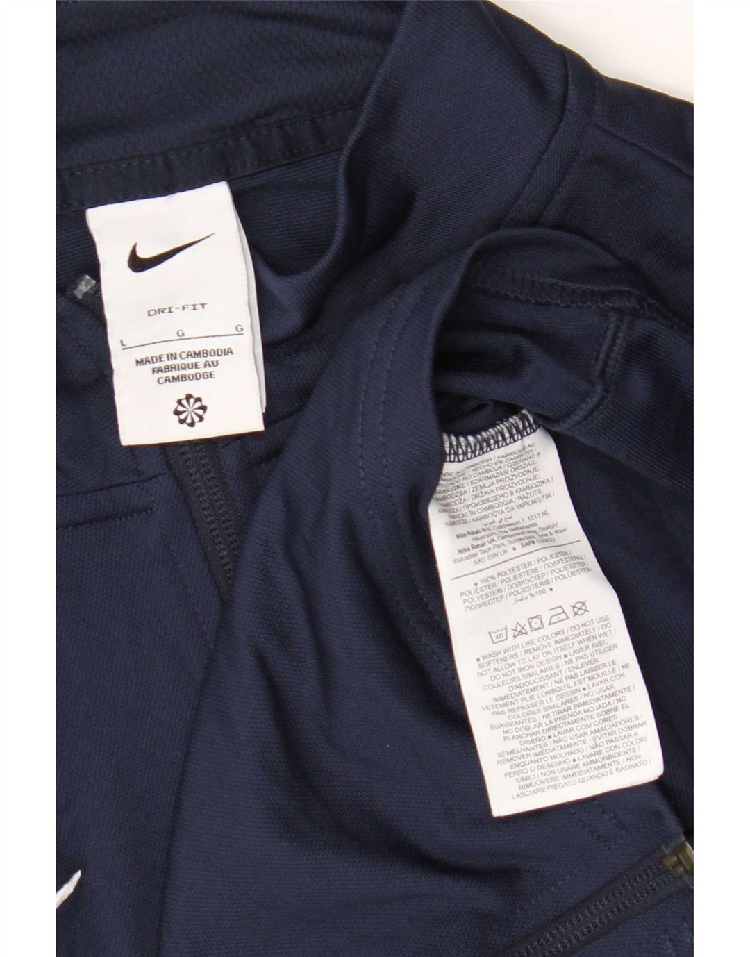 Nike Mens Dri Fit Tracksuit Top Jacket Large Navy Blue Polyester