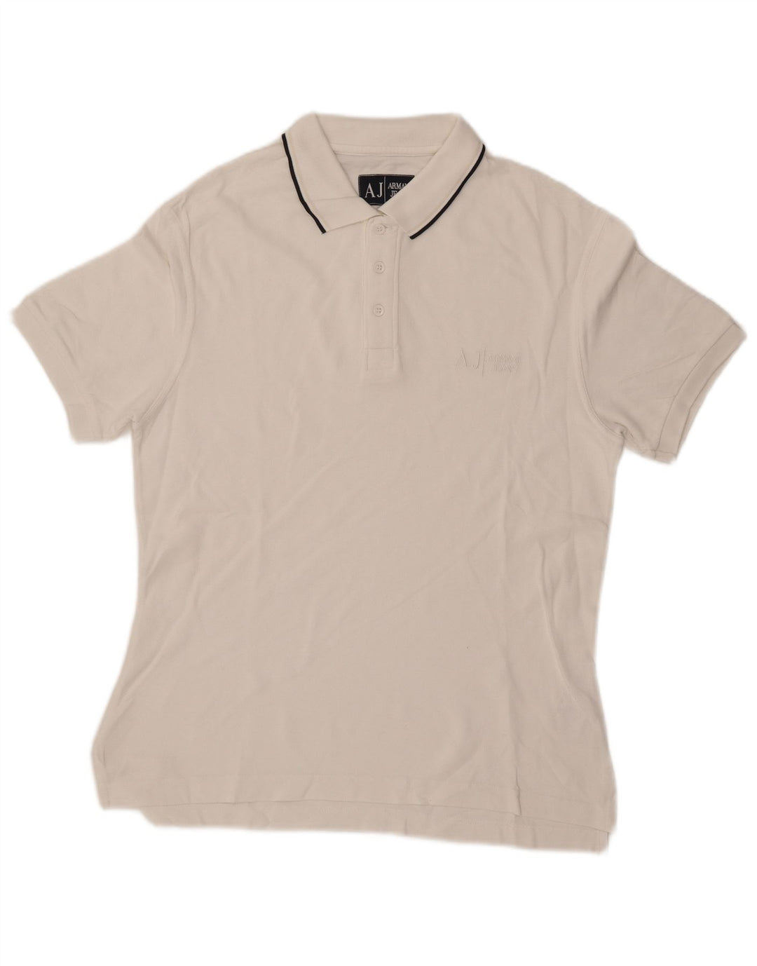 ARMANI JEANS Mens Polo Shirt Medium White Cotton