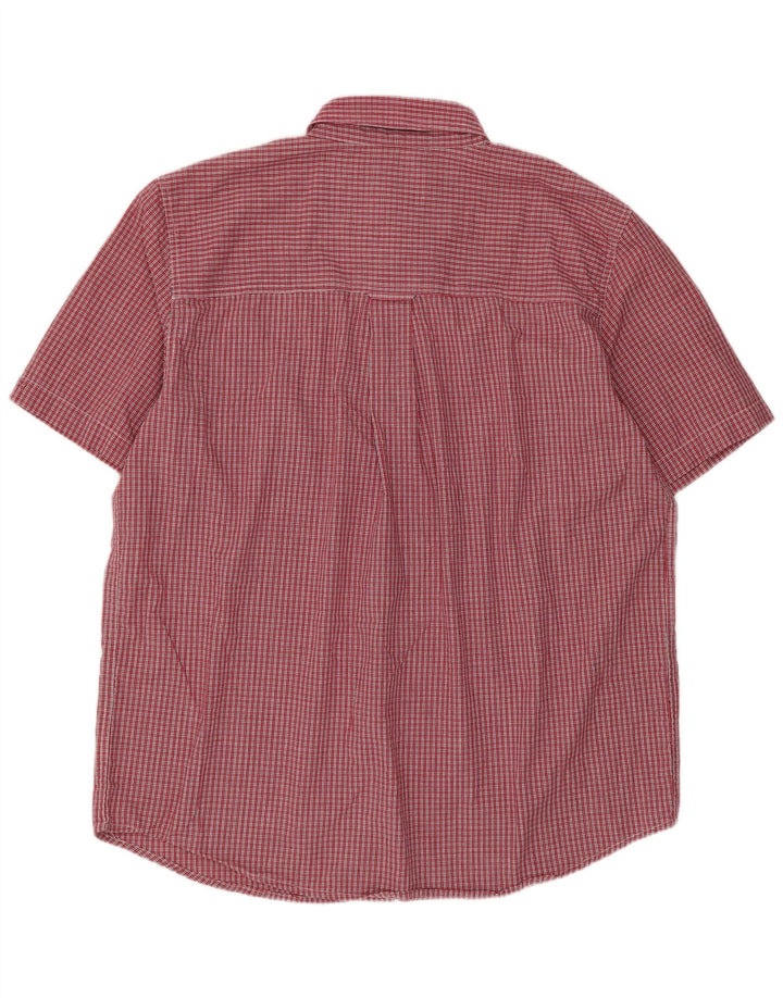 Chaps Mens Short Sleeve Shirt Large Red Gingham Cotton