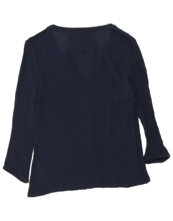 Superdry Damen-Hemdbluse mit 3/4-Ärmeln, UK 6, XS, marineblau, geblümt, Baumwolle