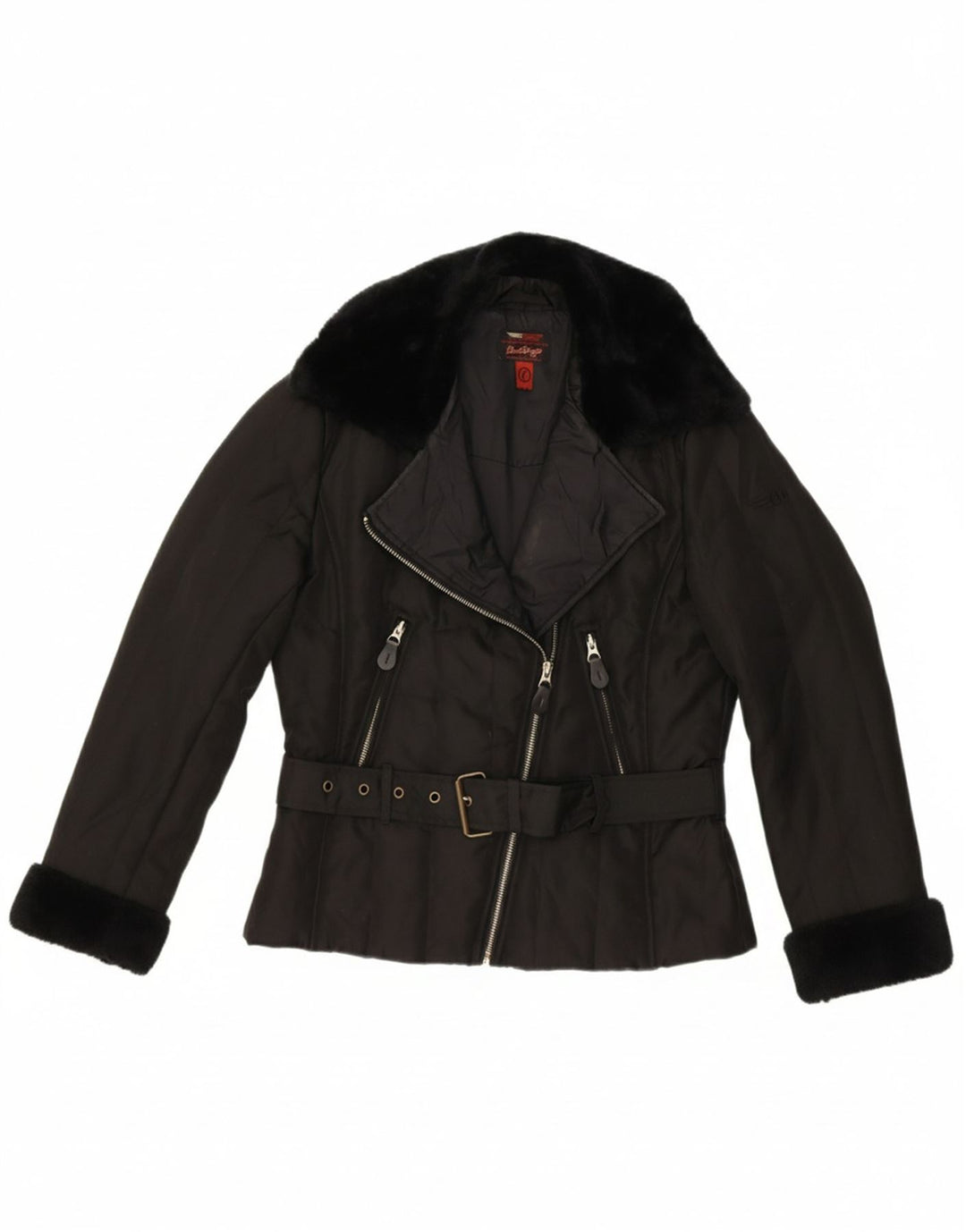 BOMB BOOGIE Womens Biker Jacket UK 16 Large Black Nylon Vintage Bomb Boogie and Second-Hand Bomb Boogie from Messina Hembry 