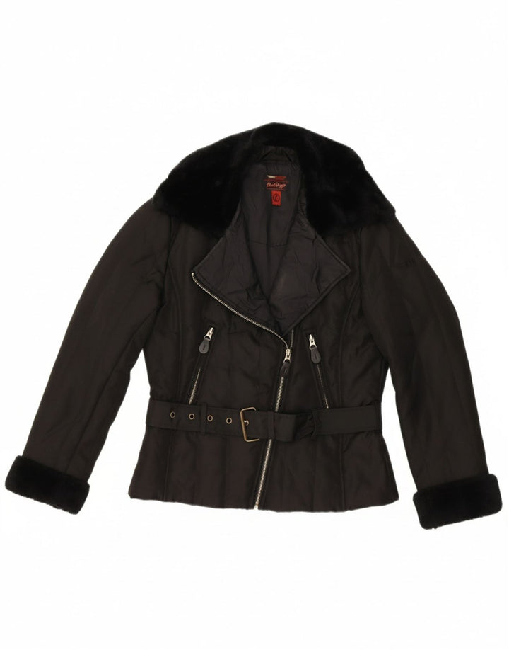 BOMB BOOGIE Womens Biker Jacket UK 16 Large Black Nylon Vintage Bomb Boogie and Second-Hand Bomb Boogie from Messina Hembry 