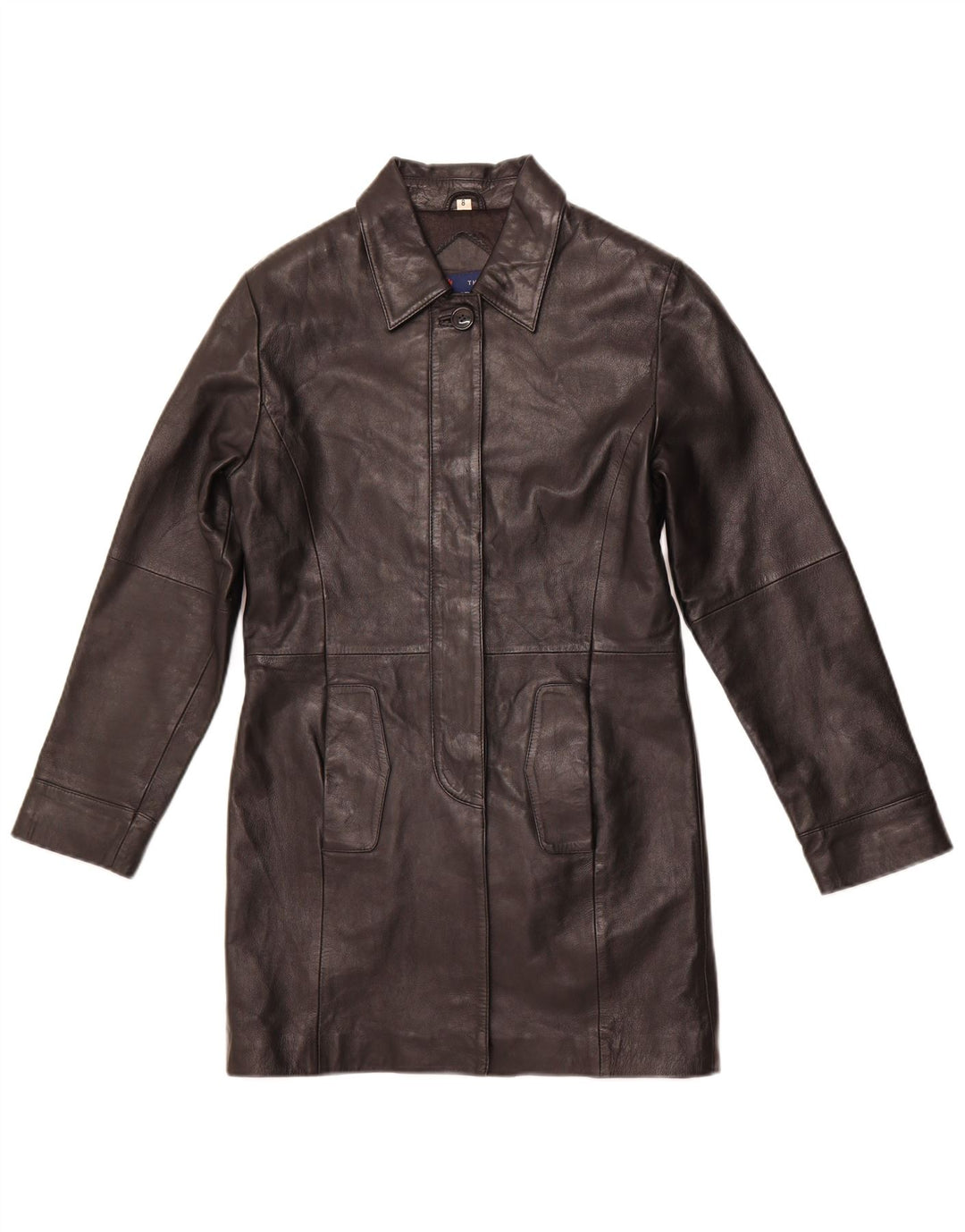 HUDSON Womens Leather Coat US 8 Medium Black Leather
