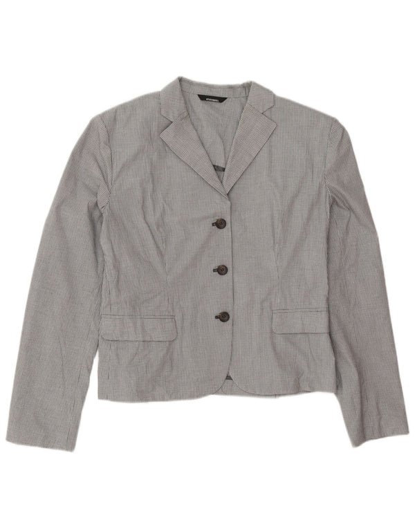 Giacca blazer da donna a 3 bottoni Stefanel IT 48 XL cotone a quadri grigio