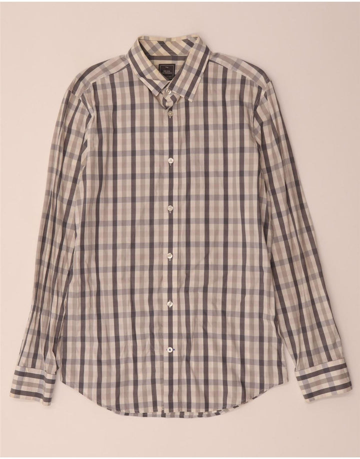 Camisa Gap Hombre Slim Fit De Algodón A Cuadros Gris Medio
