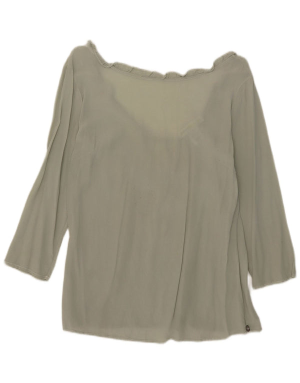 Ottod'Ame Dame 3/4 ærmet bluse Top UK 10 Lille grøn silke