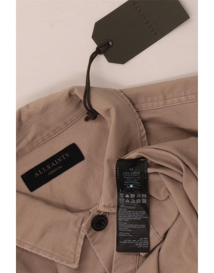 All Saints Mens Shirt Medium Beige Cotton