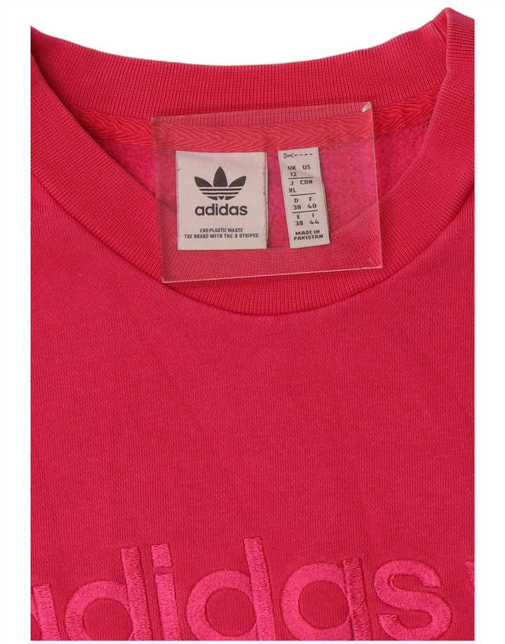 Adidas Womens Graphic Oversized Sweatshirt Jumper UK 12 Medium Pink
