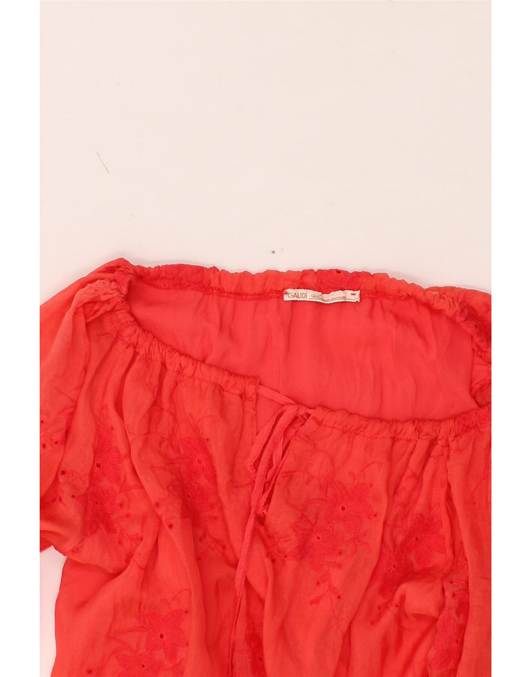 GAUDI Womens Crop Blouse Top UK 14 Medium Red Floral Vintage Gaudi and Second-Hand Gaudi from Messina Hembry 