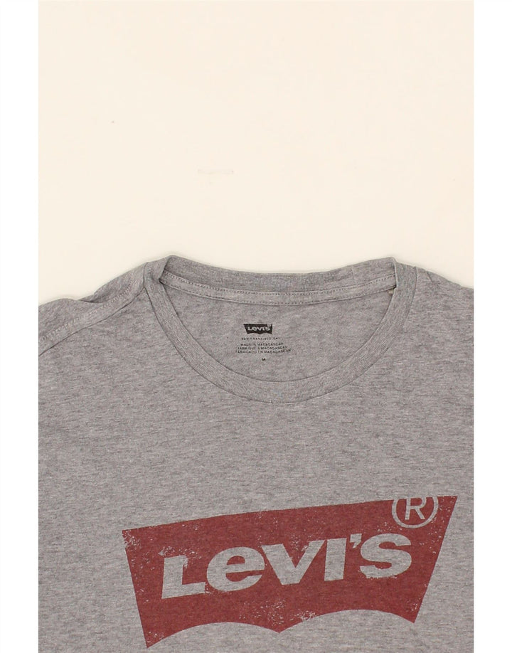 LEVI'S Womens Graphic T-Shirt Top UK 14 Medium Grey Cotton Vintage Levi's and Second-Hand Levi's from Messina Hembry 