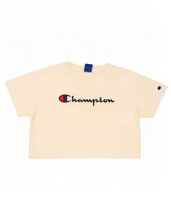 T-shirt grafica corta da donna Champion UK 14 cotone bianco medio