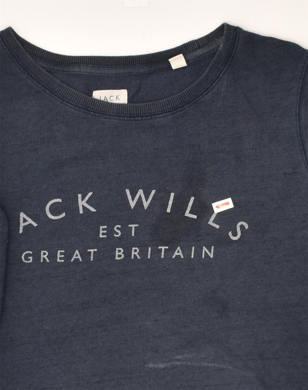 JACK WILLS Womens Graphic Sweatshirt Jumper UK 10 Small  Navy Blue Cotton | Vintage Jack Wills | Thrift | Second-Hand Jack Wills | Used Clothing | Messina Hembry 