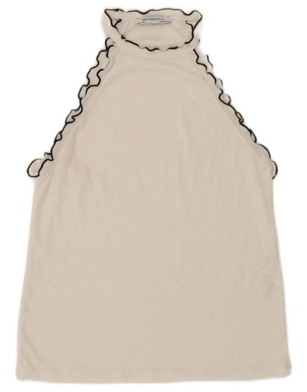 Zara Womens Crop Halter Top UK 12 Medium White Cotton