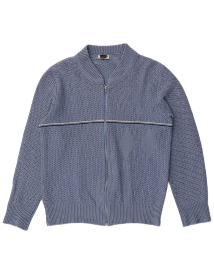 Vintage herre cardigan sweater mellemblå stribet