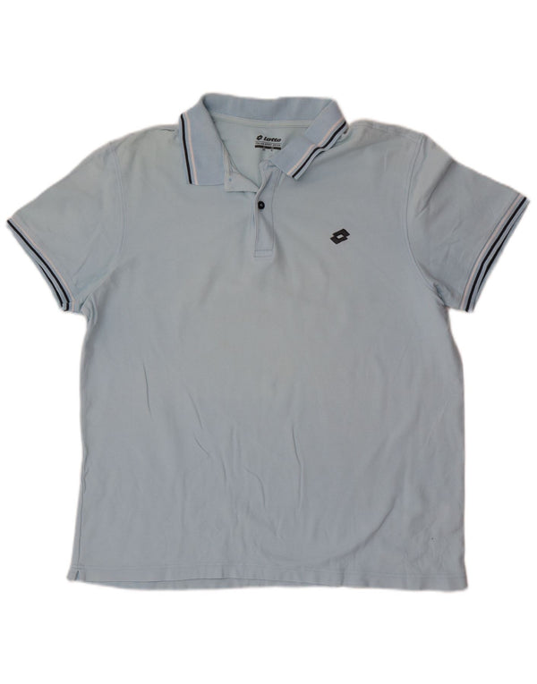 Lotto Mens Polo Shirt XL Blue Striped