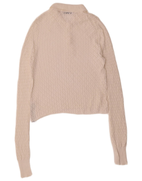 Zara Womens Polo Neck Jumper Sweater UK 12 Medium White Viscose