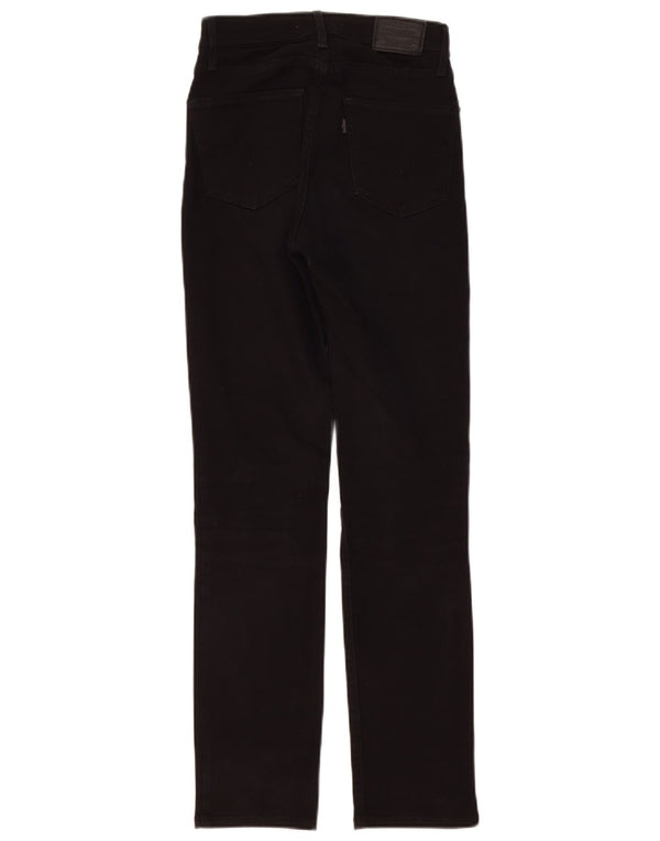 Levi's Womens 724 High Rise Straight Jeans W25 L30 Black Cotton