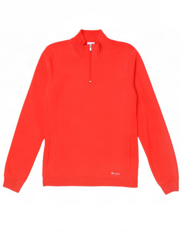 Felpa da donna con zip e collo Champion, UK 14, cotone rosso medio