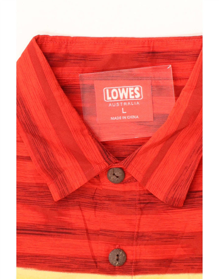Lowes Mens Short Sleeve Shirt Large Red Floral Polyester Hawaiian