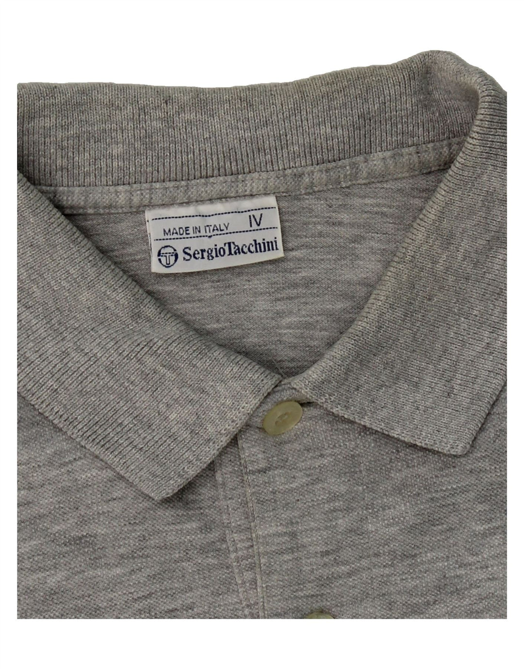 SERGIO TACCHINI Mens Long Sleeve Polo Shirt Medium Grey Cotton Vintage Sergio Tacchini and Second-Hand Sergio Tacchini from Messina Hembry 