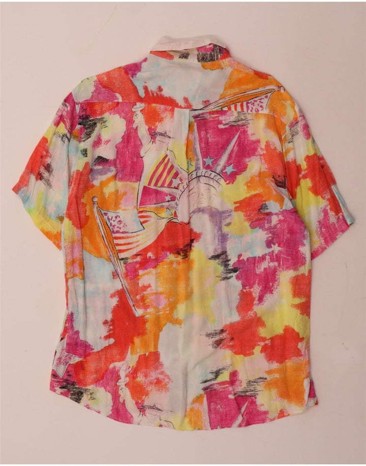 Vintage Mens Abstract Pattern Short Sleeve Shirt Medium Multicoloured