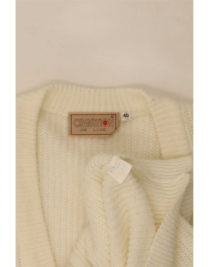 Vintage Womens Cardigan Sweater EU 40 Medium White Polyacrylic