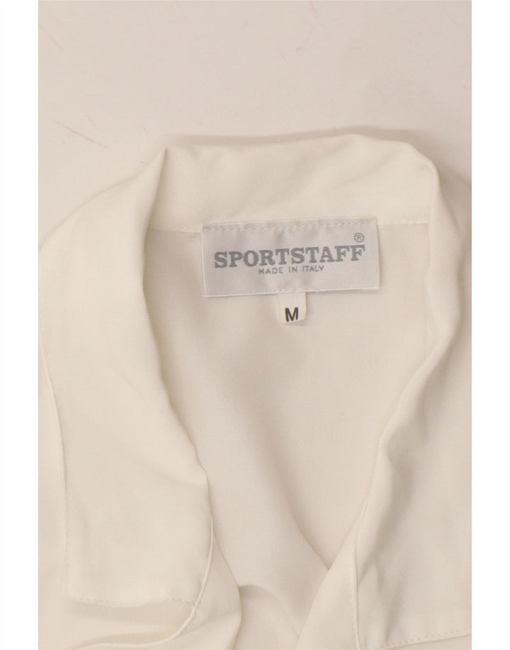 SPORTSTAFF Womens Longline Cardigan Top UK 14 Medium White Polyester Vintage Sportstaff and Second-Hand Sportstaff from Messina Hembry 