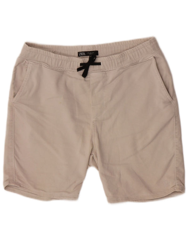 Pantaloni scurți sport pentru bărbați Zara, cu tăiere obișnuită, mari, bej, bumbac