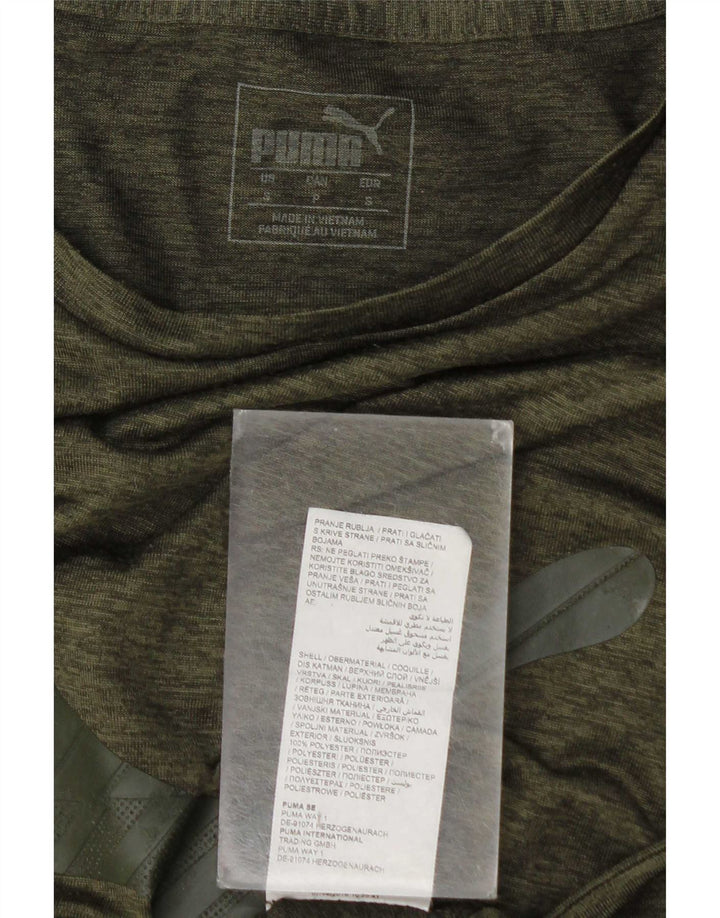 T-shirt grafica da uomo Puma Top Small in poliestere kaki