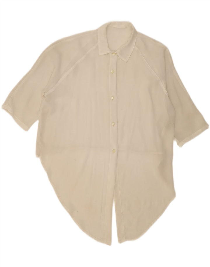 VINTAGE Womens Oversized Front Tie Shirt Blouse US 2 XS Off White Vintage Vintage and Second-Hand Vintage from Messina Hembry 
