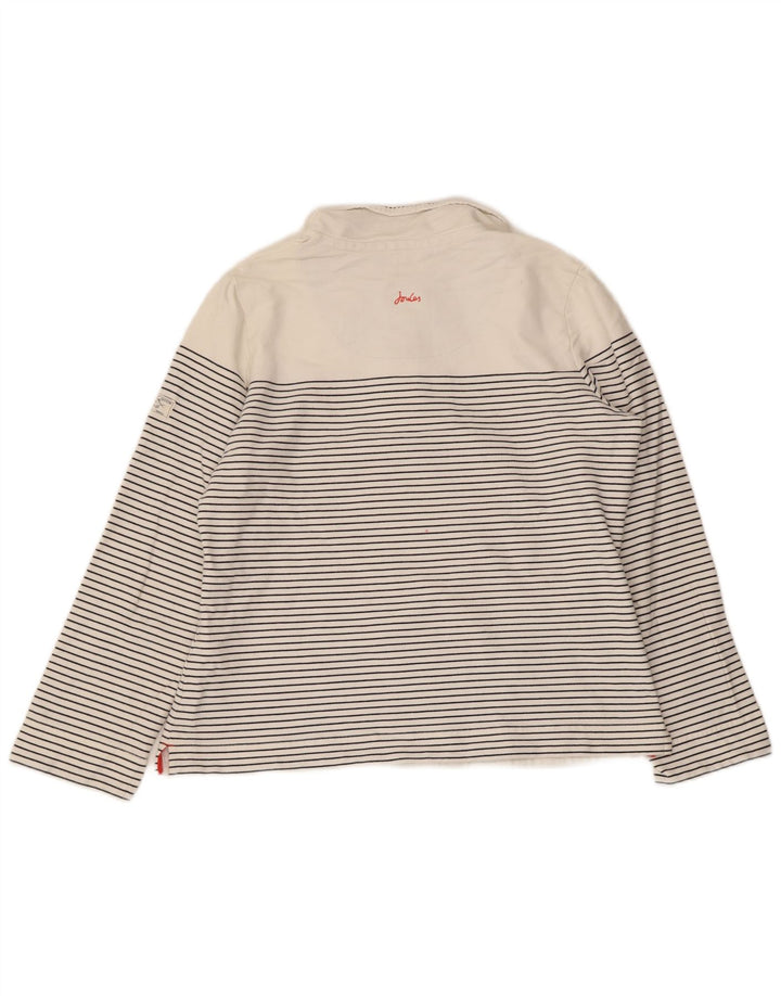 JOULES Womens Button Neck Sweatshirt Jumper UK 14 Medium White Striped