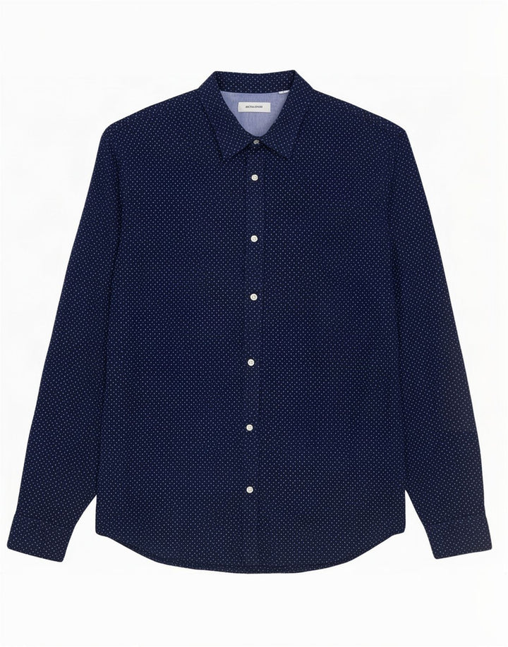 Camisa Jack & Jones Hombre Medium Azul Marino Moteado De Algodón