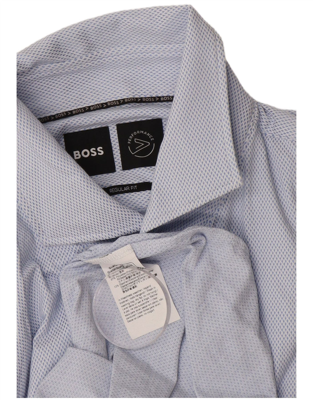 HUGO BOSS Chemise Regular Fit Large Bleu à Pois Polyester Homme